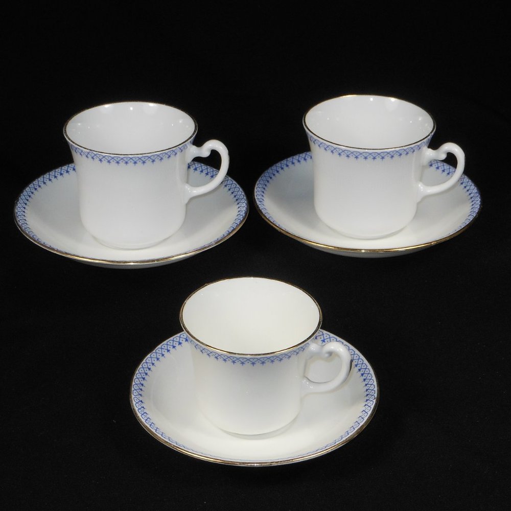3 sets of tea cups and saucers. Vale UK